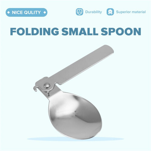 Folding Small Spoon Folding Tablespoon Portable Tableware Outdoor Camping Tableware Stainless Steel Portable Tableware 1