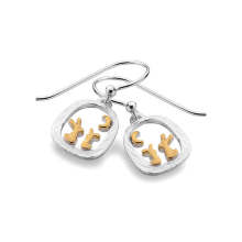 Origins Sterling Silver With Gold Plated Rabbits And Moon Dangle Earrings