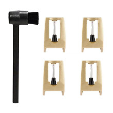 4Pcs Replacement Stylus Vinyl Record Player Needles Diamond Turntable Stylus with a Stylus Cleaning Brush