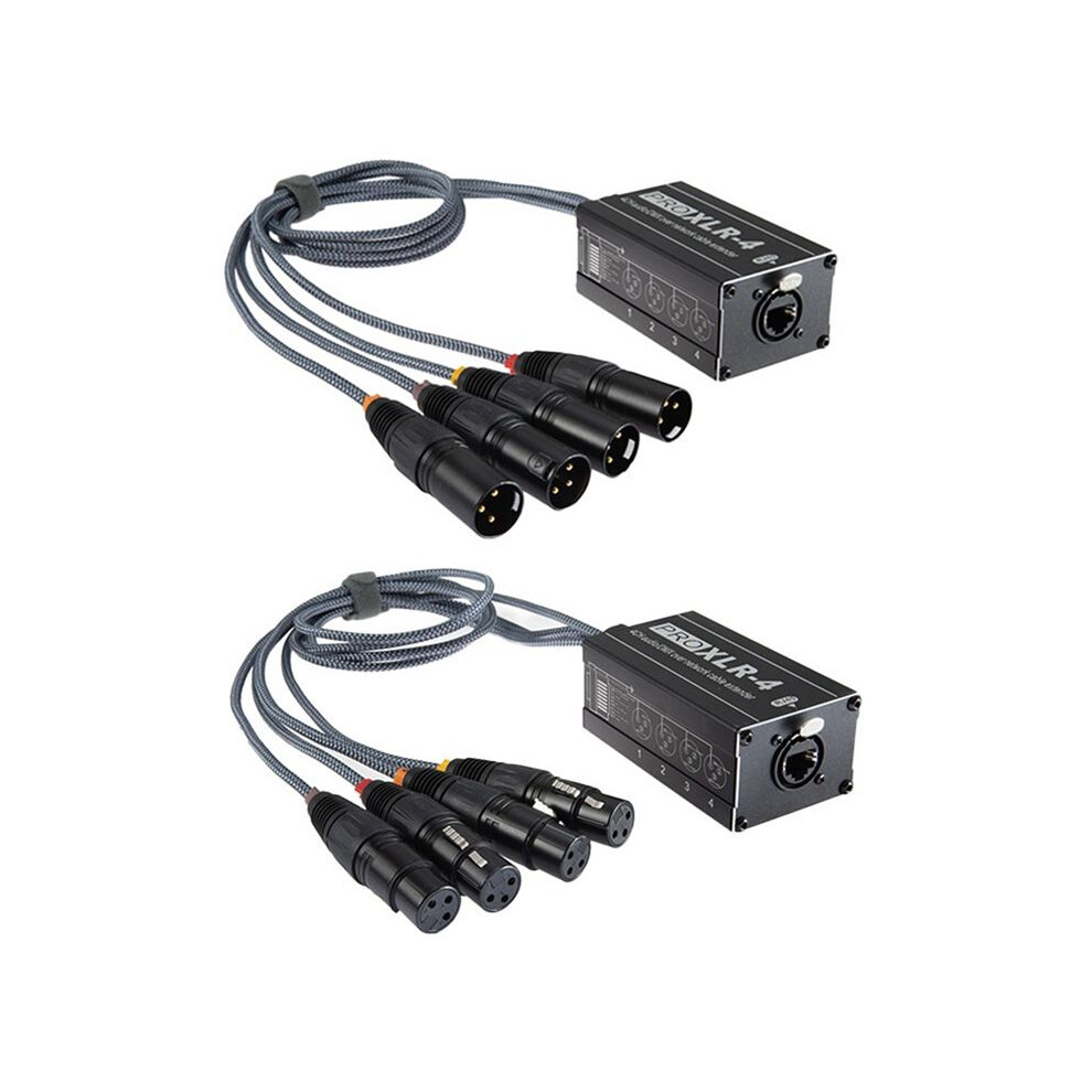 1Pair Xlr Male/Female 4 Channel Snake 3Pin Xlr/Dmx To Ethercon Rj45 Cat5/Cat6 Ethernet Extender For Live Stage, Black 4711640001871