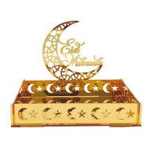 Acrylique Eid Mubarak Plateau Alimentaire Ramadan Kareem Dessert Assiette de Fruits Lune ÉToile Château Islamique Musulman Festival DéCor Cadeau,C