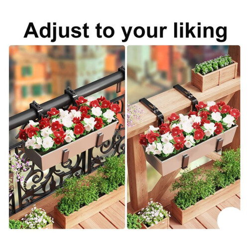 4PCS Adjustable Planter Box Bracket (6 to 12.5 Inches) for Flower Box Holders, Window Boxes PlantersHooks, Wall 2
