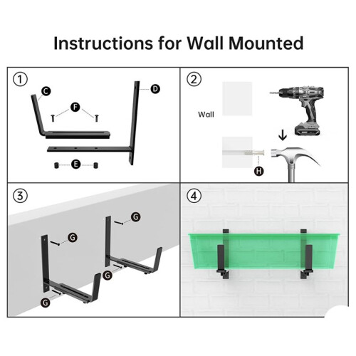 4PCS Adjustable Planter Box Bracket (6 to 12.5 Inches) for Flower Box Holders, Window Boxes PlantersHooks, Wall 1