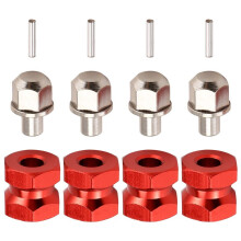 4pcs 12mm Hex Wheel Hub Drive Adaptor 12mm Extension Combiner Coupler for 1/10 RC Car Crawler SCX10 D90,Red