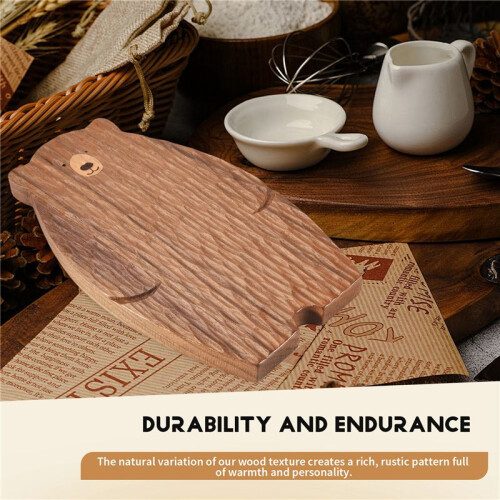 Wooden Board Cutting Board Cute Bear-Shaped Bread Tray Black Walnut Kitchen Board,Brown 2