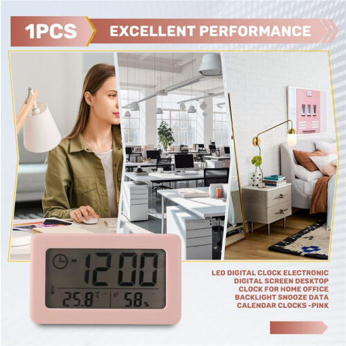 LED Digital Clock Electronic Digital Screen Desktop Clock for Home Office Backlight Snooze Data Calendar Clocks - 2