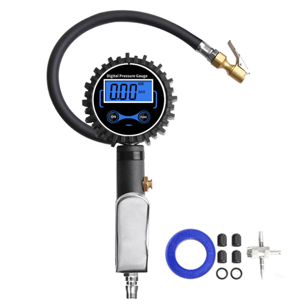 Digital Tire Pressure Gauge With Inflator, 180 Psi, Backlit Lcd, Black 3601384545841