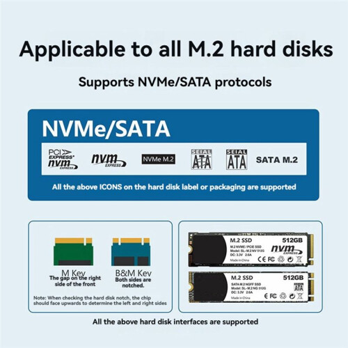 M.2 NVME  Dual Protocol SSD Enclosure with Display Screen USB Type C SSD Adapter for NVME  SSD Disk Box B 1