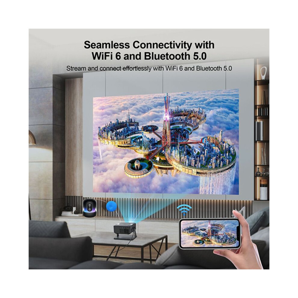 Projector 4K Video Portable Android Bluetooth5.0 Speaker Wifi6 Home Theater Tv Smartphone Native 720P Eu Plug 6032760016384