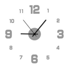 Modern Frameless DIY Wall Clock Large 3D Numbers Wall Watch for Home Office Decorations Wall Decoration Art Silver