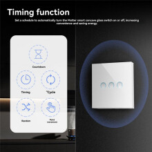 Tuya Matter 3 Gang Wall Touch Light Need Neutral for Alexa Home APP Voice Control 3-Way
