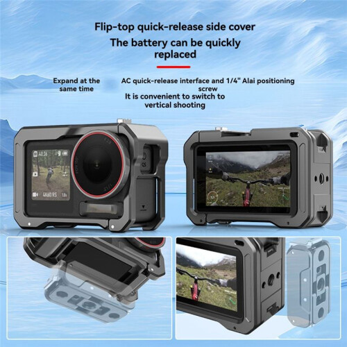 Quick Release Cage for OSMO ACTION 5PRO  Camera Foldable Mount with Cold Shoe Full Protective Frame Case 2