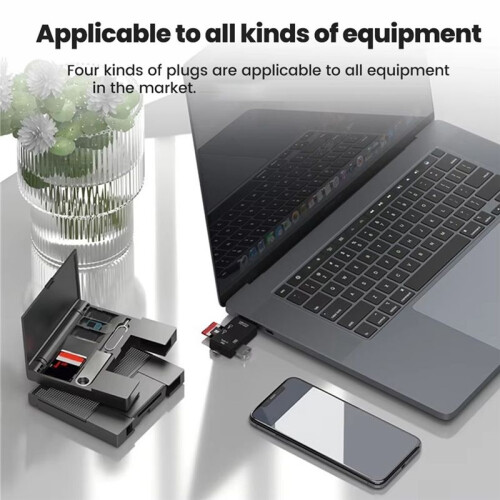 7 In1 Multifunctional Card Reader Storage Box USB2.0 TF  Card Memory Card Case Micro-Type C Adapter Card Storage Box B 2