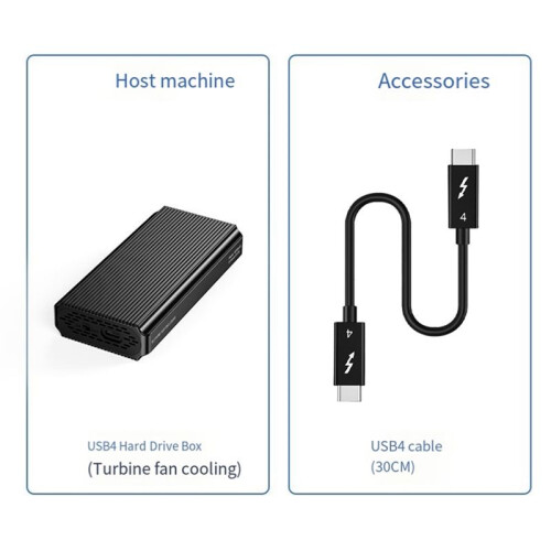 Blueendless USB4 40Gbps M.2 NVMe SSD Enclosure with Cooling Fan PCIe 4.0 Solid State Drive Case for  4/3 2