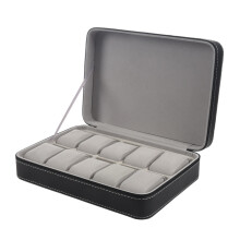 Tragbare Uhren Box Aufbewahrungs Tasche Pu Leder Sarg Reißverschluss Klassischen Stil 10 Karo Multifunktions Armband Vitrine