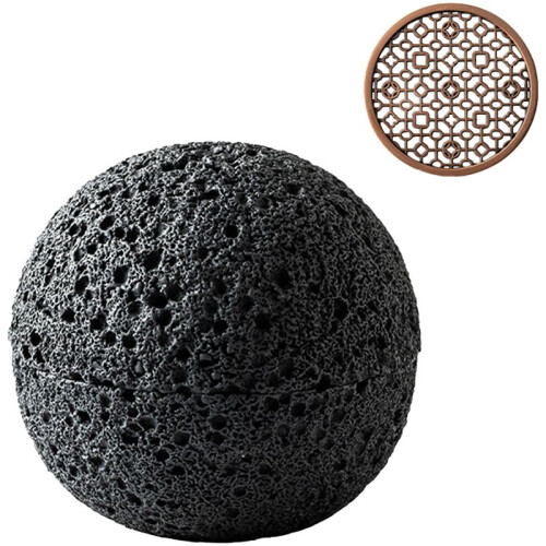 Bowl,Molecular Cuisine Creativity Imitate the Round Smoke Cup Black Tableware  the Fire Stone  Plate