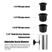 Umbrella Pole Mount Stand Tube Set, Outdoor Parasol Base Holder Insert Pipe Sleeve, for Outside Garden Backyard Balcony