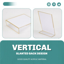 12 PeçAs Gold Frame AcríLico Sign Holder Wedding Table Number Holder Slanted Menu Double Side Stand, 4X6 Polegada Vertical