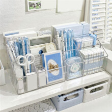 Clear Pen Organizer for Desk, Plastic Office Supply Storage and Accessories Box for , Stationery, Pencil Cup B