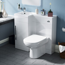 Raven LH 900mm Vanity Basin Unit, WC Unit & Desone Back to Wall Toilet White
