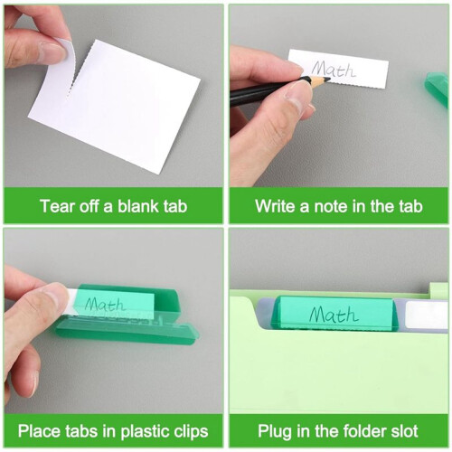 100 Pieces File Folder Tabs 3.15 Inch Hanging File Folder Tabs and Inserts Plastic Hanging File Tabs, Multicolor 2