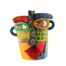 Abstract Rainbow Planter, Graffiti Face Planter with Drainage, Flower Plant Pots for Indoor Plants B Large Size