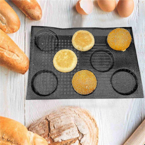 8 Holes Hamburger Bun Pans for Baking Mesh Silicone Bread Pans for Baking Non Stick Perforated Baking Molds 2