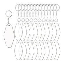 30 Sets Blanko-SchlüSselanhäNger-Set Aus Acryl, EinschließLich 30 Acrylplatten im Motel-Hotel-Form, 30 SchlüSselanhäNger-Ringe und 30 Biegeringe