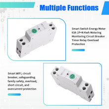 TUYA WiFi Meter 63A 1P+N Kwh Metering Monitoring Circuit Breaker Timer Relay Overload Protection MCB