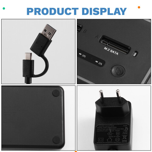 BLUEENDLESS Offline Clone Dual Protocol M.2 Ssd Case Ssd Docking Station Type C for  2 Bay SSD Enclosure EU Plug 2