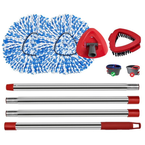 Spin Mop Handle Mop Heads and Base Replacement Sets Compatible with  EasyWring Rinseclean 2 Tank SystemReusable