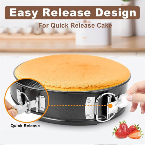 Conjunto de 3 Formas de Fundo Removível de 4/7/9 Polegadas, À Prova de Vazamentos, com Protetor, Antiaderentes para Cheesecake