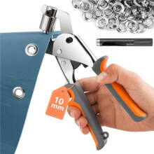 Grommet Pliers Kit 10mm - Handheld Eyelet Punch Plier Set for Leather, Canvas, DIY Clothing & Tarp Rings