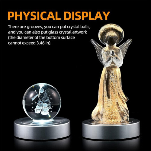 Rotating LED Display Base Colorful Light Crystal Display Base Stand,Suitable for Glass Crystal Spherical Artwork 2