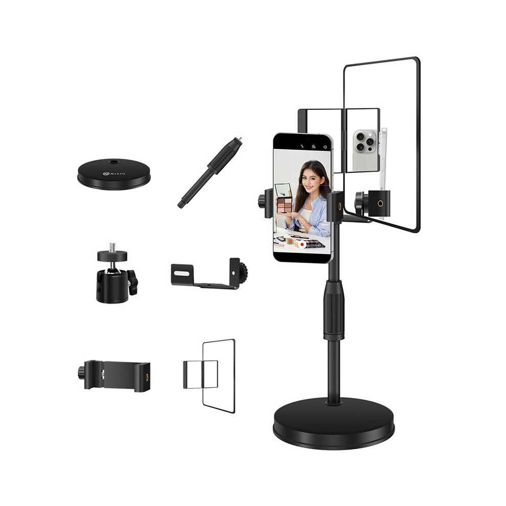 Photos - Tripod Head Adjustable Height Mobile Phone Holder Desktop Round Plate Live Streaming Stand with Mirror Rear View Camera Selfie Stand