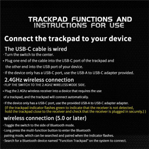 Wireless  Trackpad for Windows, Multi-Touch Surface High Precision Track Pad, Multi-Gesture Wired Touchpad 1