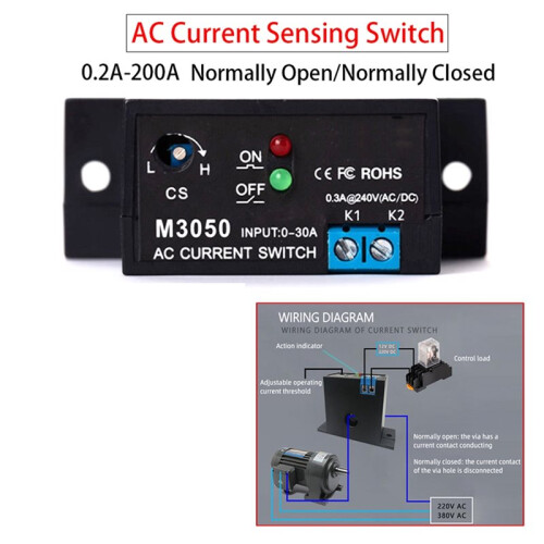 M3050 Current Sensing  Induction Relay  30A Plc Signal over Limit Closed Current  Sensor