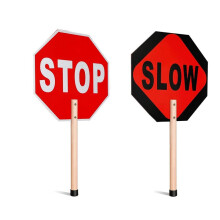 2pcs Stop Slow Sign Traffic Double Sided Slow Warning Reflective 13x13 Octagon Rust Free Aluminum Crossing Guard Sign