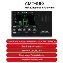 Aroma AMT-560 3-in-1-Stimmgerät für E-Gitarren mit Integriertem Mikrofon und Tonabnehmerkabel für Verschiedene Instrumente