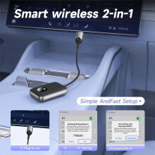 2 in 1 Wireless Carplay Adapter Dongle for Car Android Auto Carplay Wired to Wireless Carplay Black