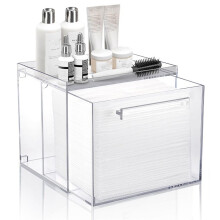 Caixa de Armazenamento de Toalhas Faciais Descartáveis - Recipiente de Acrílico Compatível com para Clean Skin Club Clean Towel XL