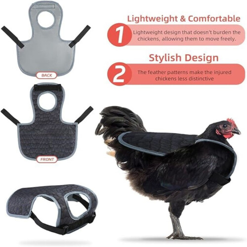 Chicken Saddles for Hens, Chicken Apron Back Protector for Hens with Adjustable Strap, Chicken Hen Mating Saddle 2