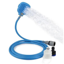 Portable Pet Shower Tool- Silicone Massage Nozzle for Dogs & Cats Adjustable Water Pressure Bathing Kit with Hose
