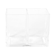 Clear Acrylic Makeup Brush Holder Pen Pencil Cup Holder Cosmetic Storage Case Desktop Stationery Organizer Compartments for Home Office and School