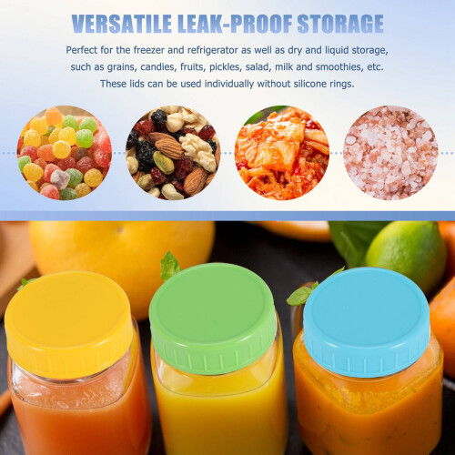 18Pcs Plastic Regular Mouth Jar Lids for , Kerr and More with Rings - Colored Plastic Storage Cap 2