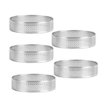 5 PeçAs Anel de Torta Circular Sobremesa PerfuraçãO de AçO InoxidáVel Torta de Frutas Quiche Bolo Mousse Molde Cozinha Molde de Cozimento