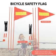 2 Set Bike Safety Flag with Fiberglass Pole Mounting Bracket,Adjustable Length,Durable Outdoor Safety Sign