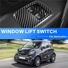 2 PCS Car Carbon Fiber Window Lift Button Cover Trim Sticker for 453 Fortwo Forfour 2015+ Accessories