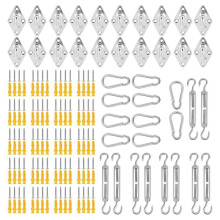Kit de Fixation pour Voile D'Ombrage, 200 Pièces, 15 cm, pour Installation de Voiles D'Ombrage Triangulaires et Rectangulaires.
