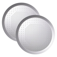 Set of 2 Round Pizza Baking Trays, Diameter 25.5 cm, with Anodised Non-Stick Coating, Pizza Oven Tray, 1.5 cm Height